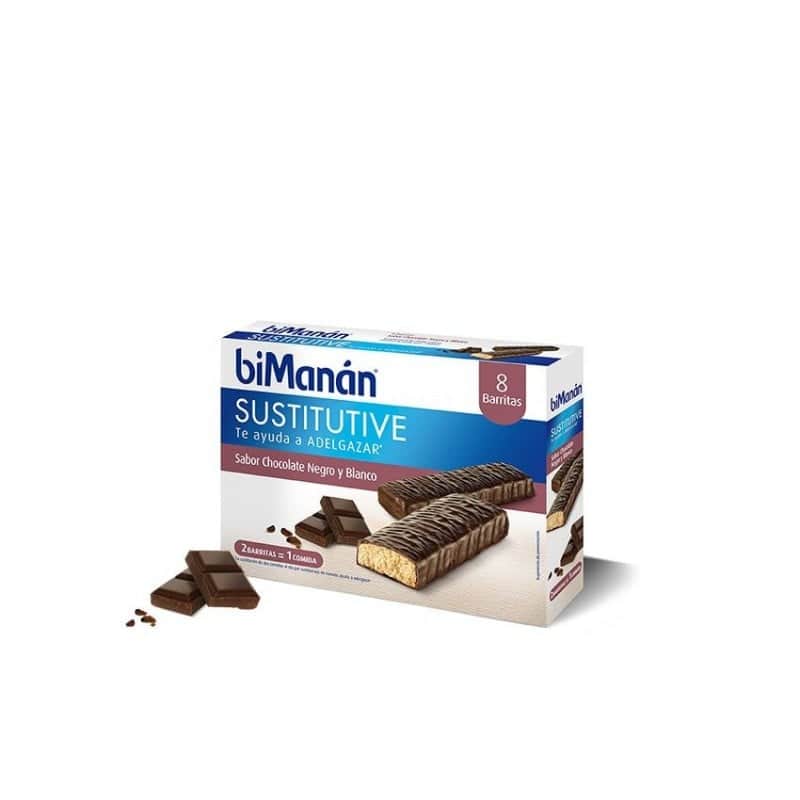 biManán Sustitutive Barritas Chocolate Blanco y Negro 8 unidades