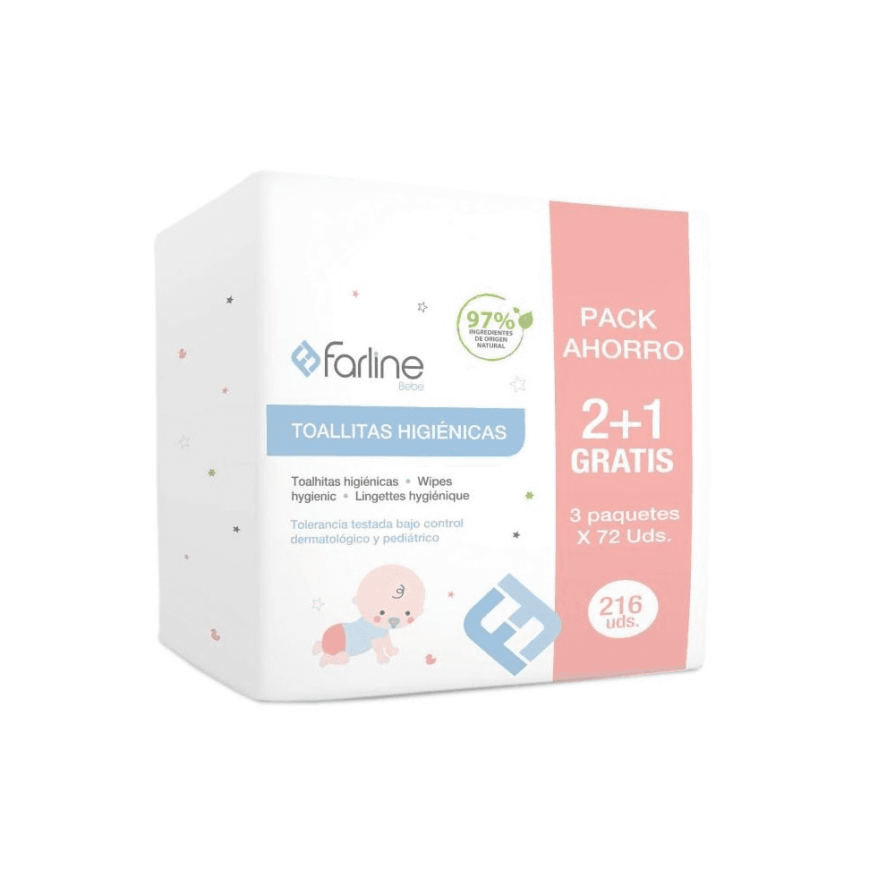 Farline Toallitas Higiénicas Pack 3 x 72 unidades