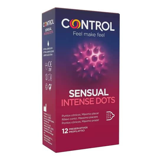 Control Sensual Intense Dots Preservativos con Puntos y Estrías 12 unidades