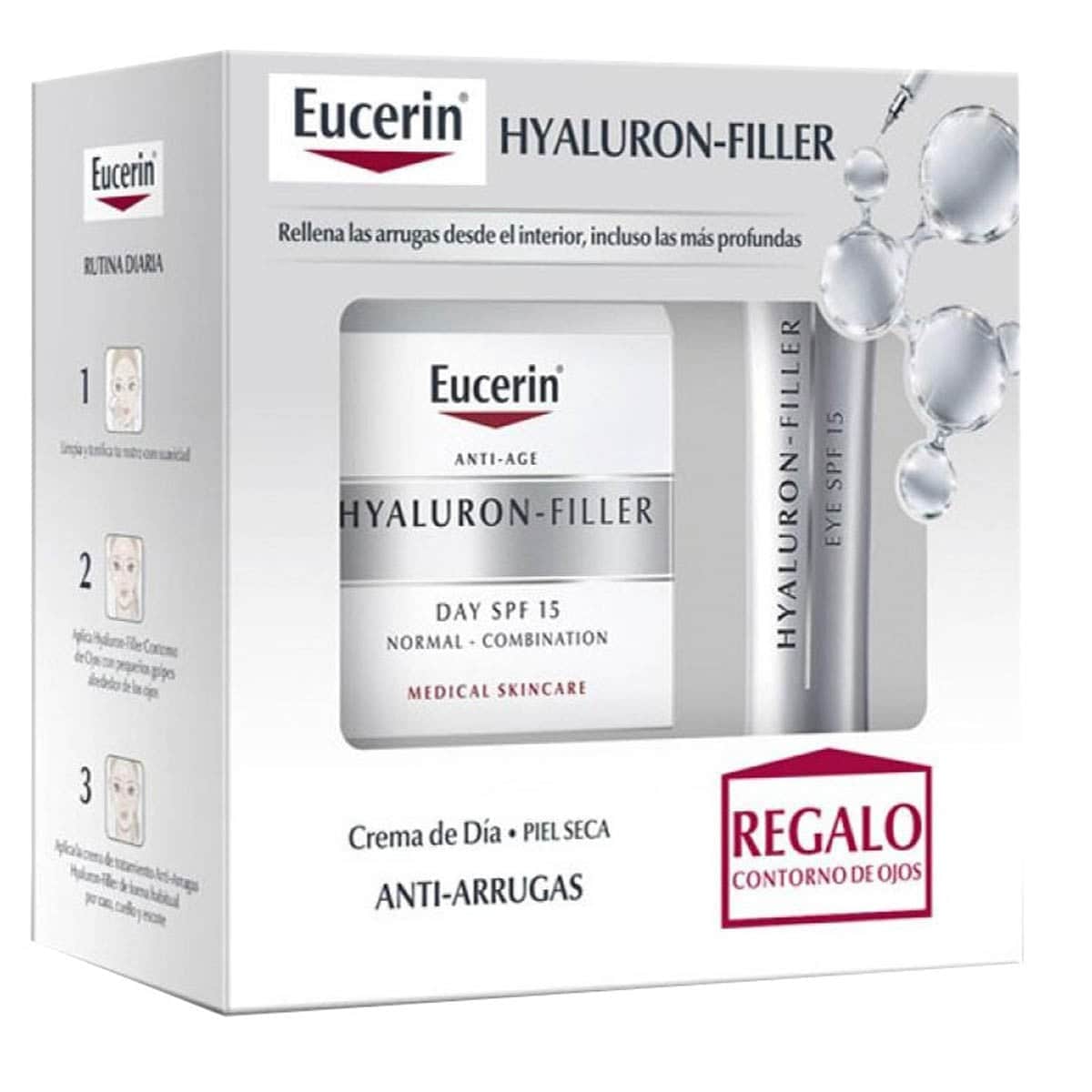 Eucerin Pack Hyaluron-Filler Crema de Día Piel Seca FPS 15 50ml + Contorno de Ojos 15ml