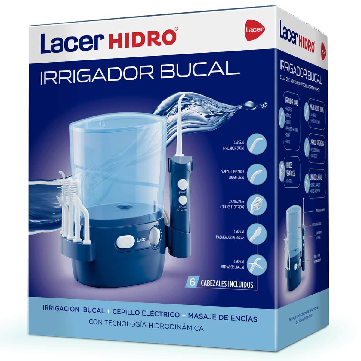 Irrigador Bucal Lacer Hidroeléctrico + 6 cabezales